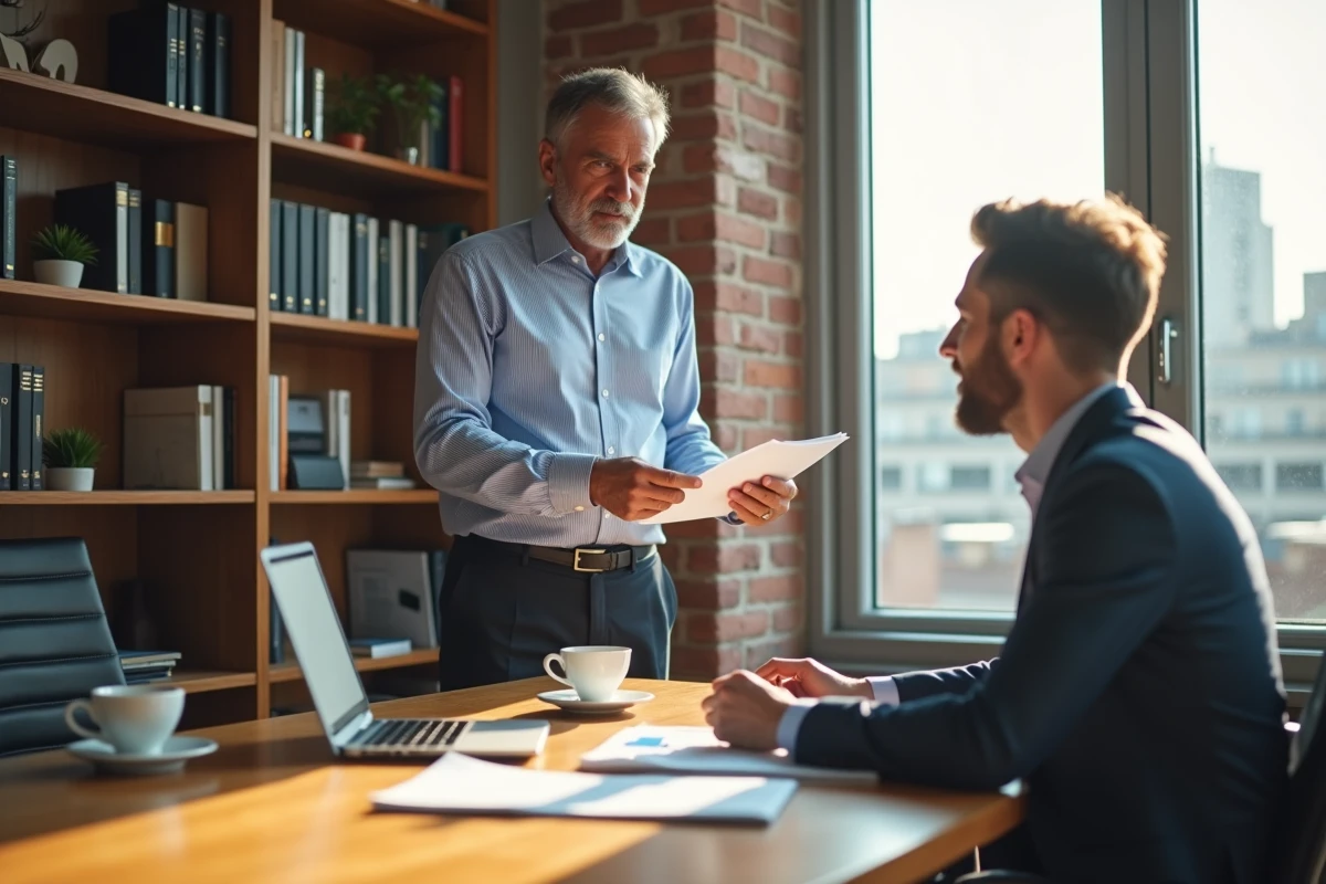 Homme entrepreneur en réunion avec un conseiller financier dans un bureau