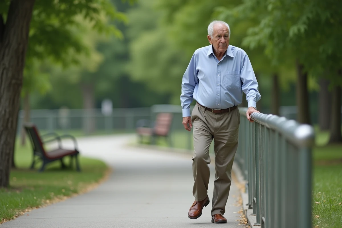 Homme âgé se tenant au parc en extérieur