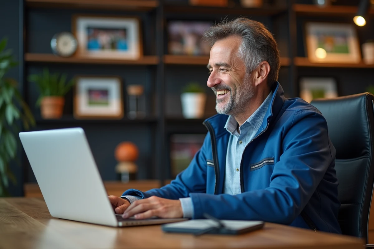 Journaliste sportif concentré travaillant sur un article